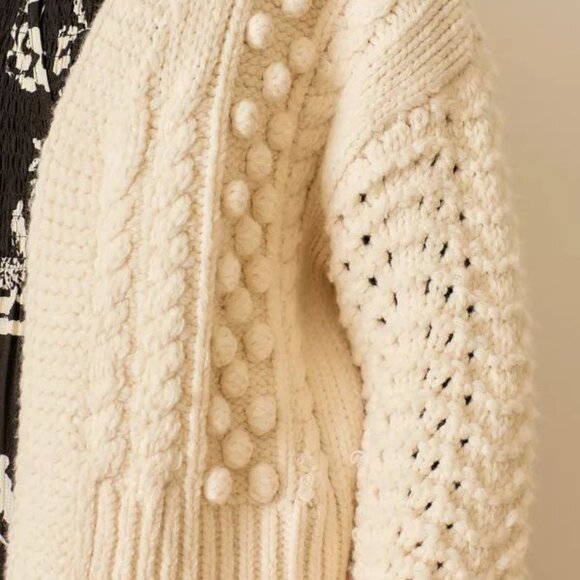 Women's Cream Chunky Knit Cardigan Polagram Size Large NWT - Picture 3 of 5